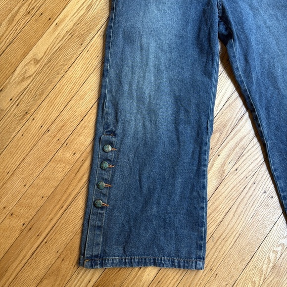 Monthorigin High Rise Wide Leg Jeans Button Front Raw Hem Boho Y2K 28x28 - Picture 4 of 14